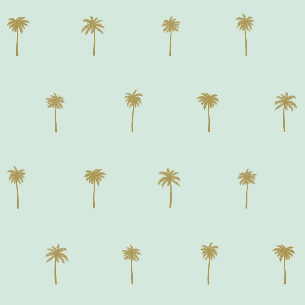 Papel tapiz palmeras menta verde y oro 154139159 154-139159