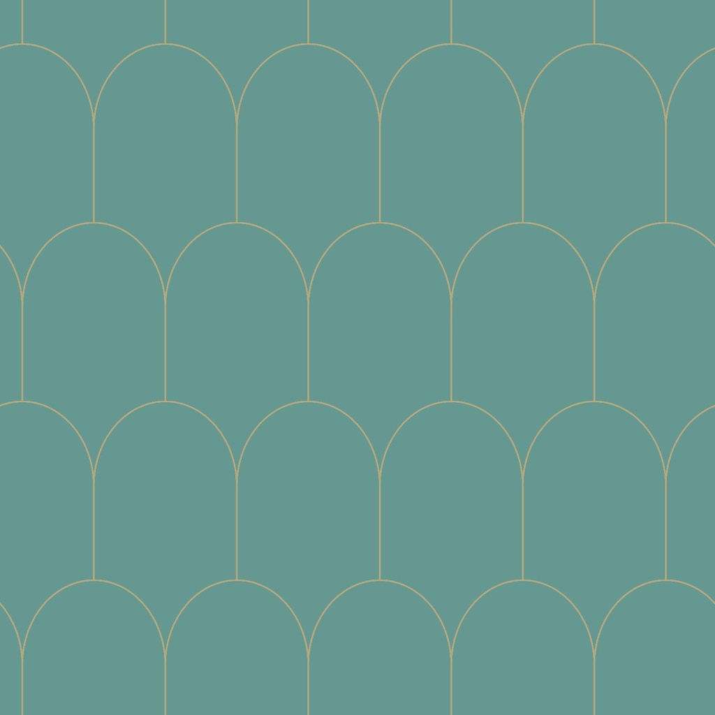 Papel tapiz art deco verde mar y oro 156139204 156-139204