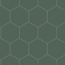 Papel tapiz con estampado hexagonal verde oscuro y oro 156139228 156-139228