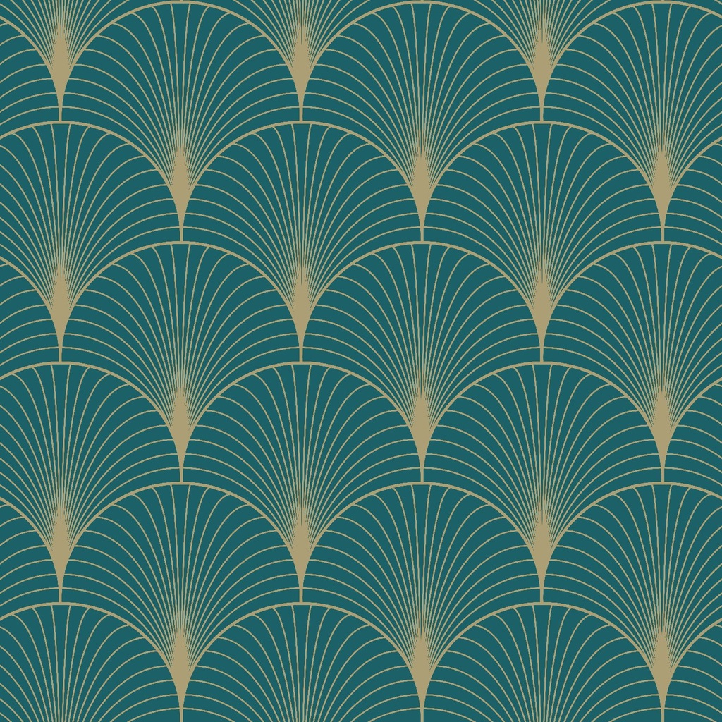 Papel tapiz art deco azul petroleo y oro 156139230 156-139230