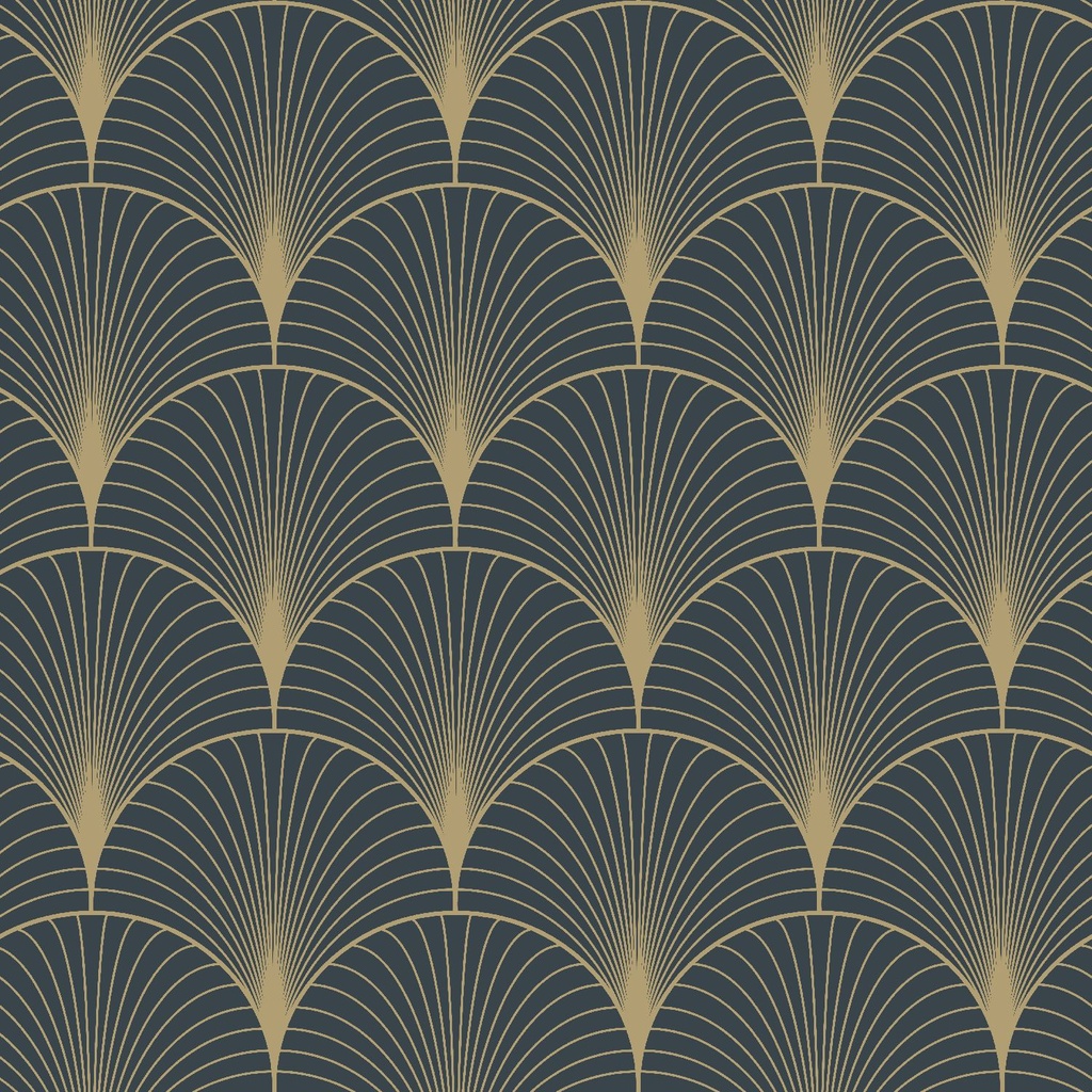 Papel tapiz art deco azul oscuro y oro 156139231 156-139231