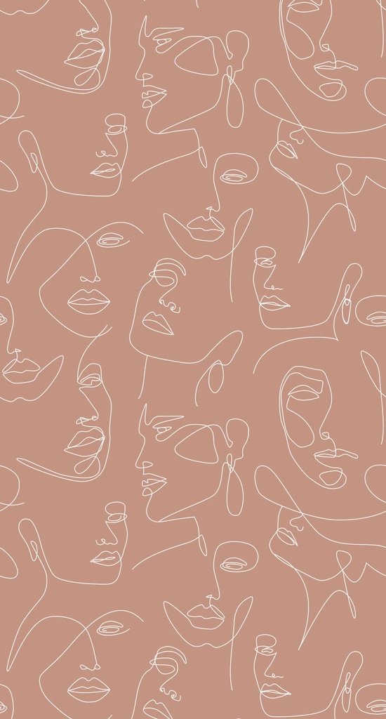 Mural XL caras rojo barro cocido y blanco  Art Deco 156158960 156-158960