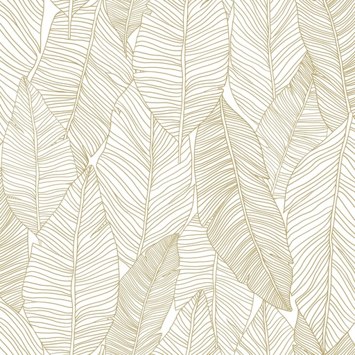 [154-139125] Papel tapiz hojas dibujadas blanco y oro 154139125 154-139125