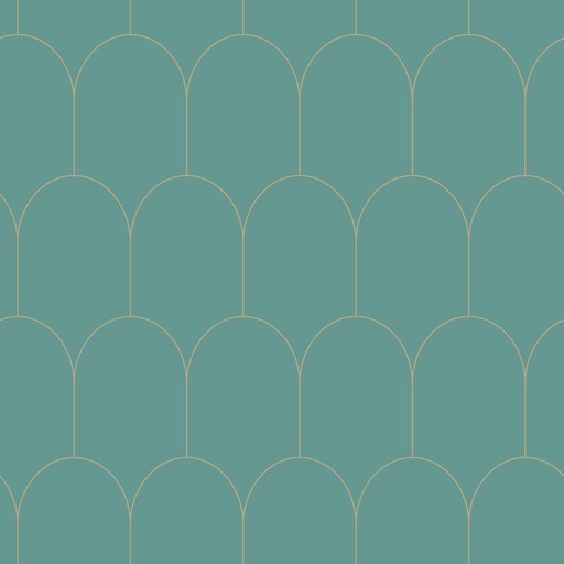 [139204] Papel tapiz art deco verde mar y oro 156139204 156-139204