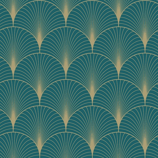 [139230] Papel tapiz art deco azul petroleo y oro 156139230 156-139230