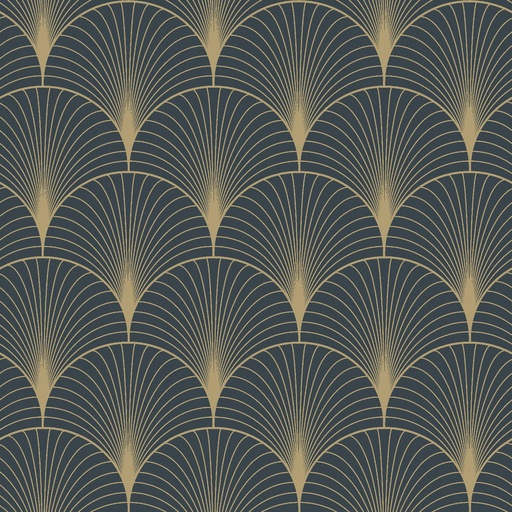 [139231] Papel tapiz art deco azul oscuro y oro 156139231 156-139231