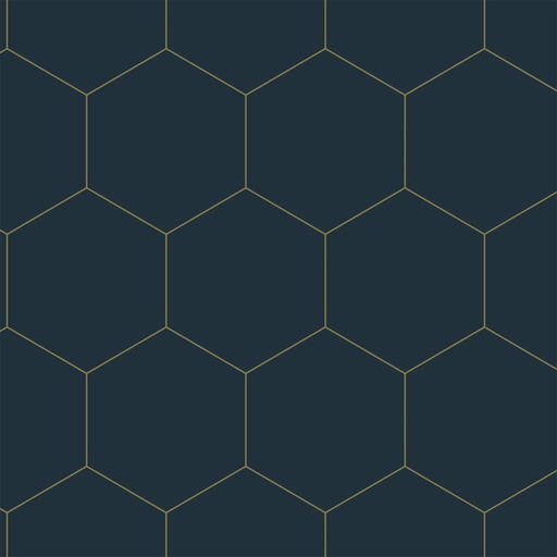 [139237] Papel tapiz con estampado hexagonal azul oscuro y oro 156139237 156-139237