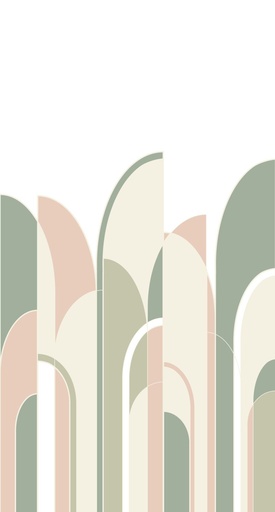 [158956] Mural XL art deco verde grisáceo, rosa melocotón y blanco Art Deco 156158956 156-158956